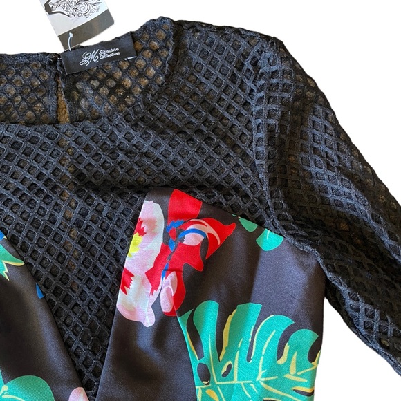 Floral Colorful Mesh Peplum Top - Picture 10 of 13